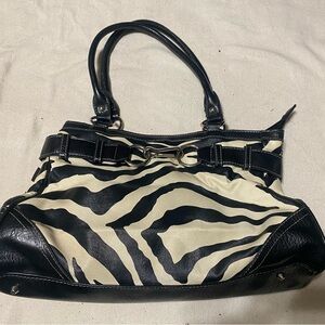 Black & Cream Zebra Print Tote Handbag